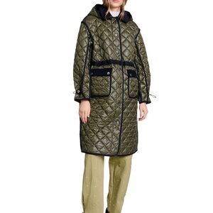Maje Geoda Long Hooded Puffer Jacket